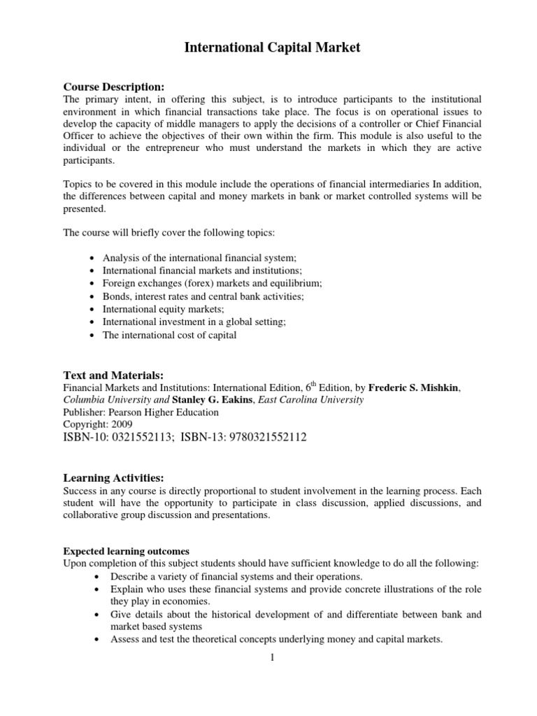 A discussion of the purpose of financial markets financial markets and institutions